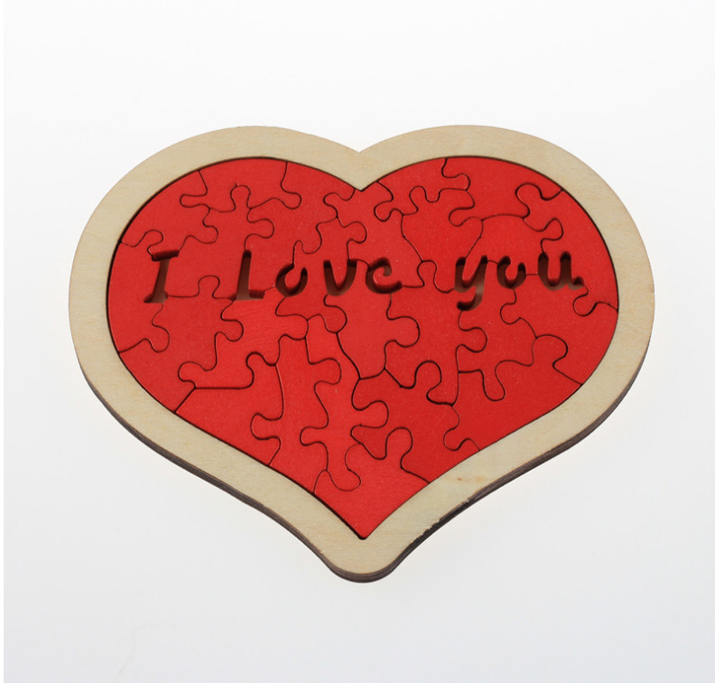 Puzzles Kids(7-16years) Toddler(3-6years) Valentine's Day Heart Shape Wood Toys display picture 1