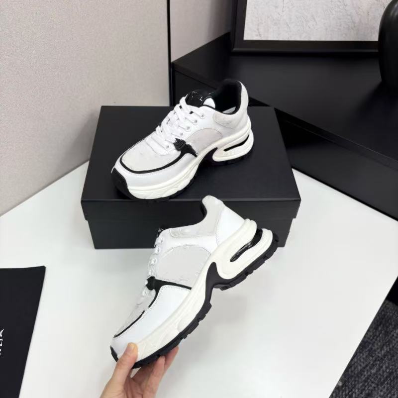 顶版2025新款秋季真皮厚底增高老爹鞋百搭网红熊猫运动女鞋小香风|undefined