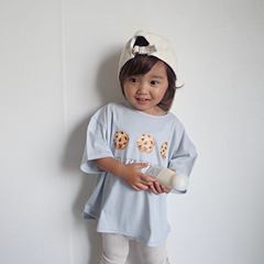 2024 Korean Version New Children's T-Shirt Fashion Cookie Print Crew Neck Short Sleeve Summer Casual Kids' Top Wholesale