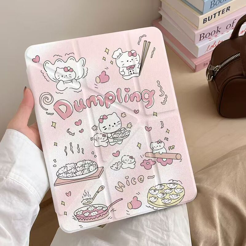 Dumpling Kt Cat Apple Ipad10 Protective Cover Y Fold Air6 Tablet Case 5/4 with Mini7 Pen Slot Pro Female 9/8