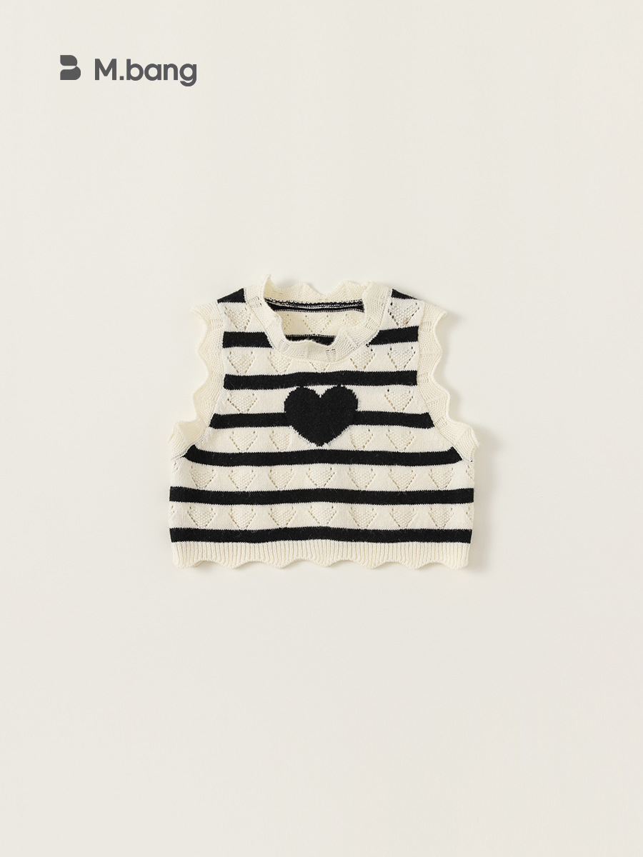 Babycity Chaleco de los niños 24 primavera camisa de punto de los niños amor chaleco rayado CY24074