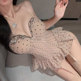 兮欢媚兰情趣内衣性感火辣波点鱼骨束身马甲辣妹诱惑夜店套装3380