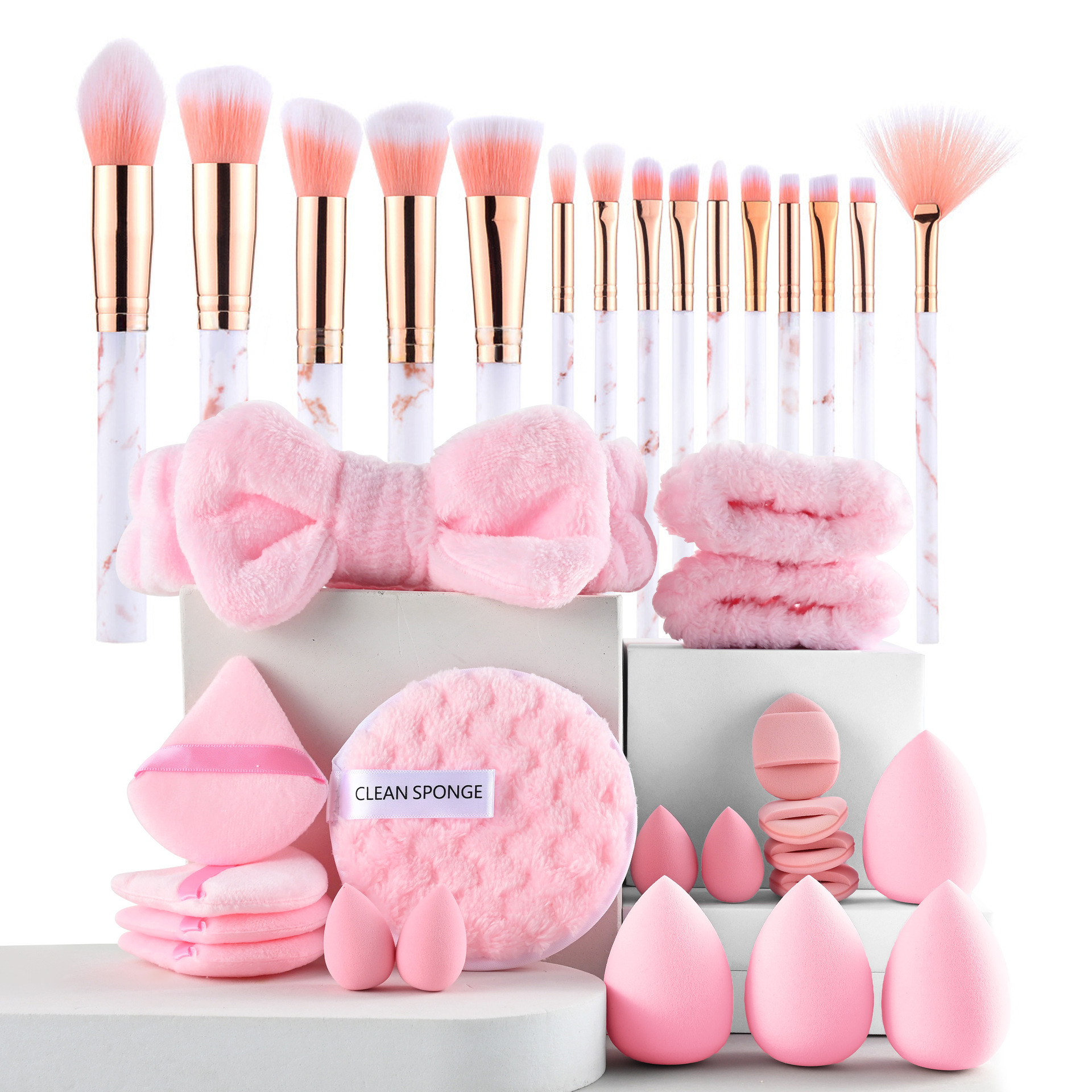 Conjunto de polvo personalizado 40pc cepillo grande combinación de lavado de cara maquillaje polvo transfronterizo conjunto completo de 46 herramientas de maquillaje de cepillo