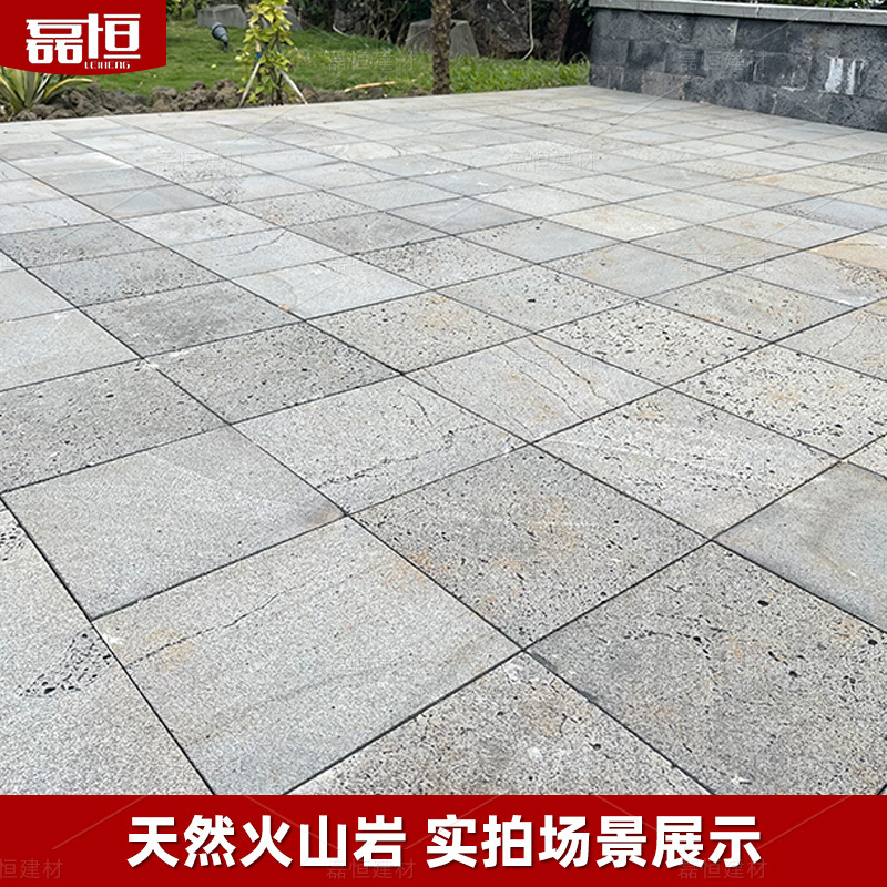 Tablero de roca volcánica natural, travertino gris negro, piedra cultural, patio, baldosas antideslizantes, camino de piedra, villa, basalto resistente al desgaste