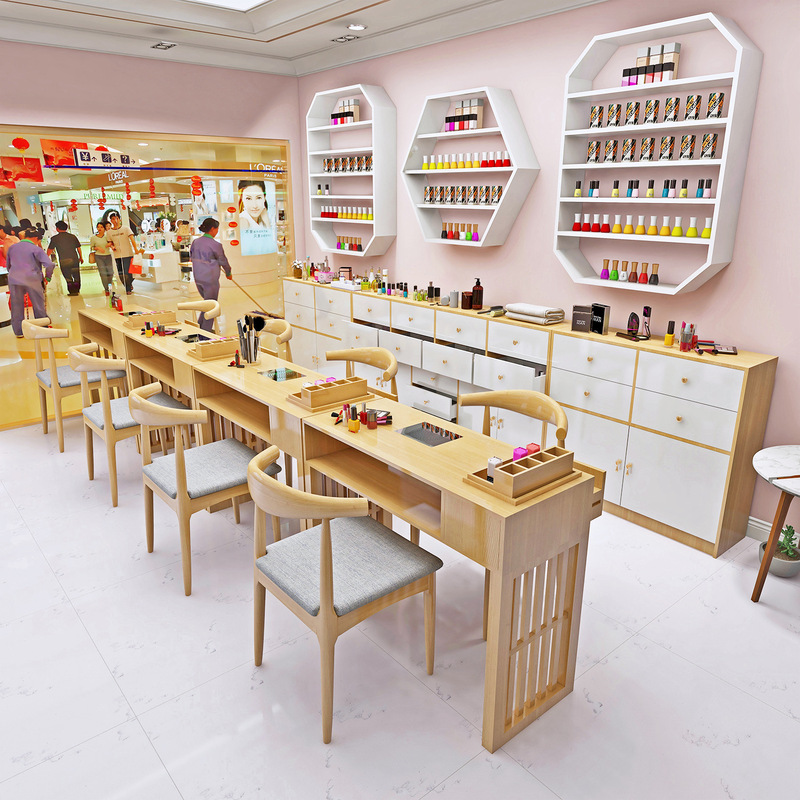 Fashion Net red marble solid wood nail table single double table and chair suit simple Japanese style nail table with vacuum cleaner Fashion Net red marble solid wood nail table single double table and chair suit simple Japanese style nail table with vacuum cleaner