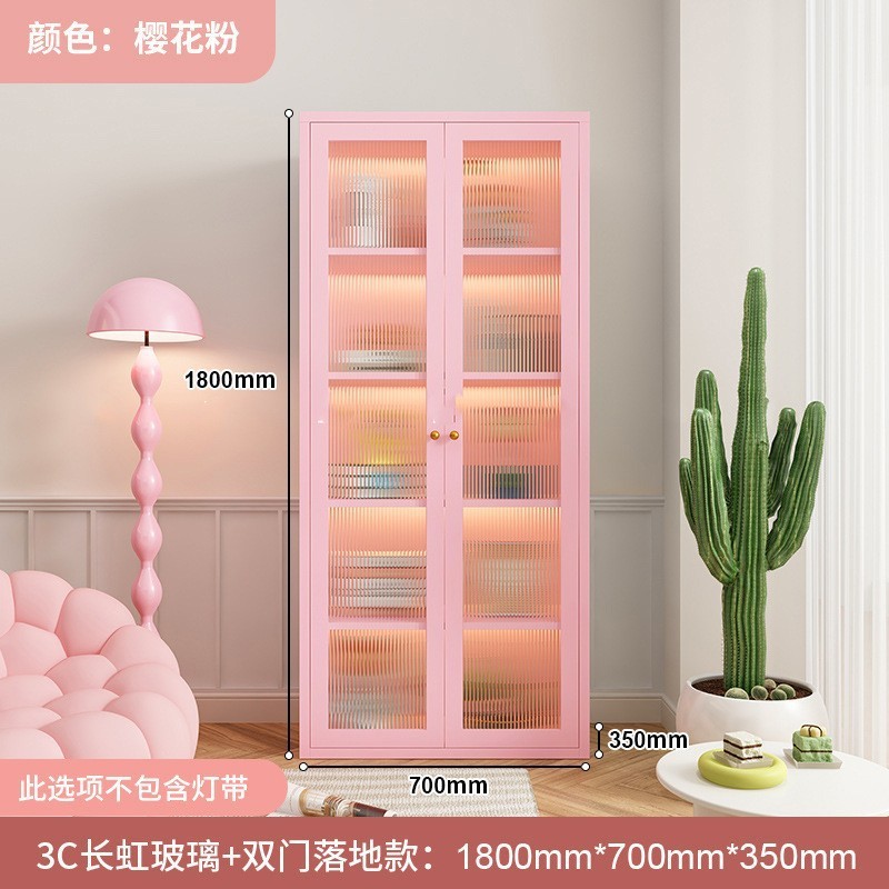 钢制书柜玻璃门防尘书架简约现代铁艺置物柜客厅储物柜家用展示柜|undefined