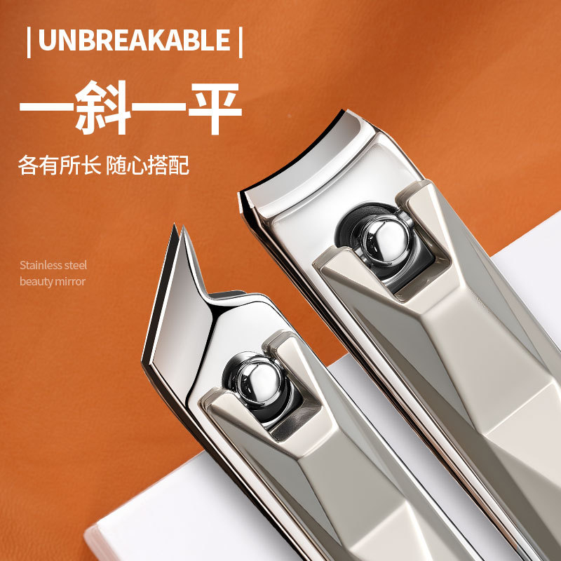 Stainless Steel Nail Clippers Single Large Flat and Angled Nail Scissors Portable Household Zinc Alloy Nail Clipper Set