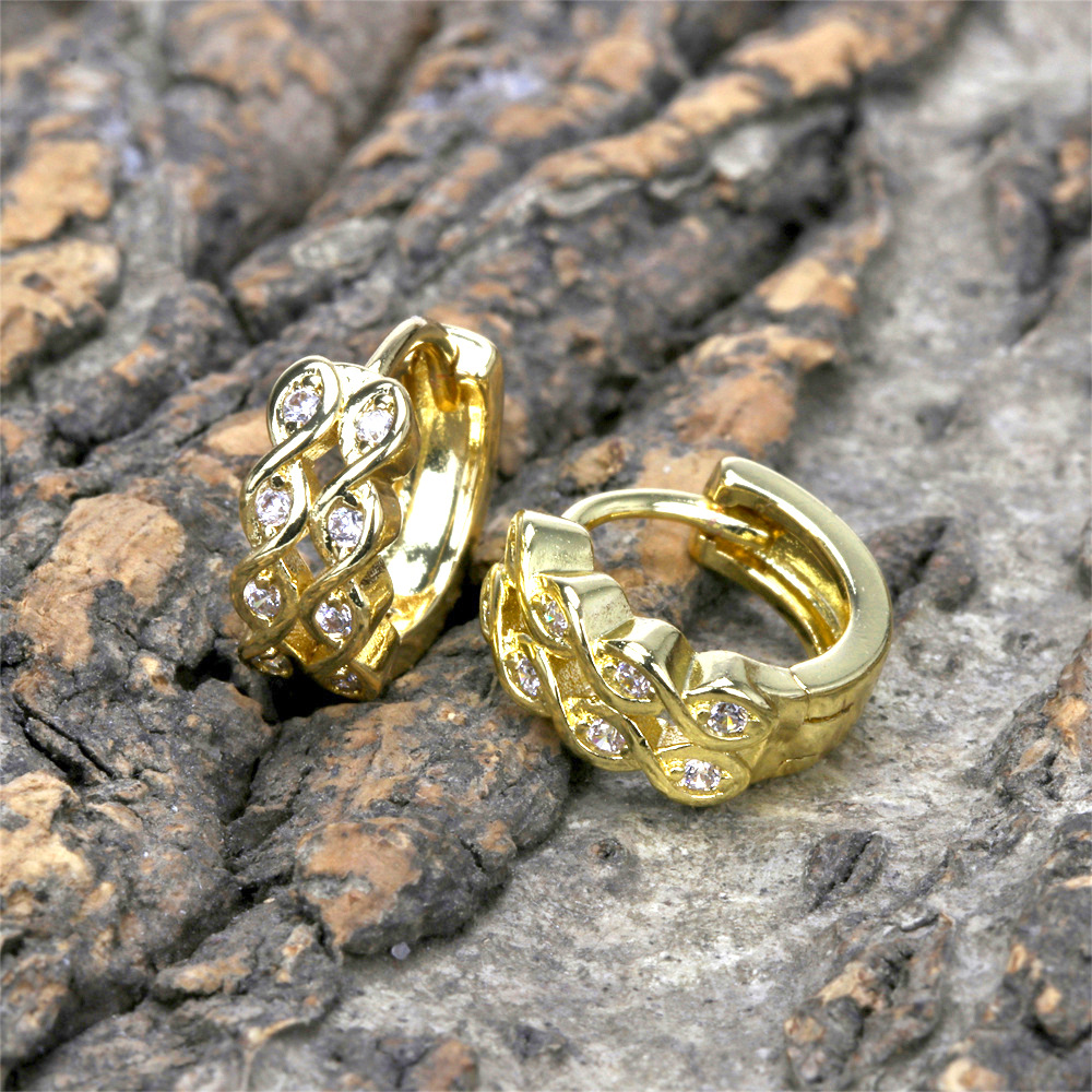 Pendientes Simples De Cobre Chapado En Oro Con Diamantes De Doble Fila En Forma De 8 Para Mujer display picture 3