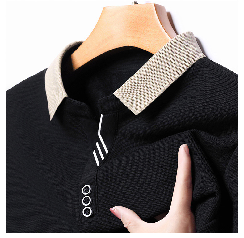 Herren Poloshirt Langarm Mit Plüschfutter Für Den Winter_voghion.com