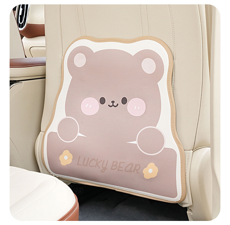 Blue Rain car seat back protector, leather car rear seat protection pad, cartoon bear design, car anti-dirt protection pad