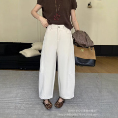 琪镌绘制梨型遮胯显瘦九分弯刀牛仔裤女秋季新款宽松阔腿裤8831