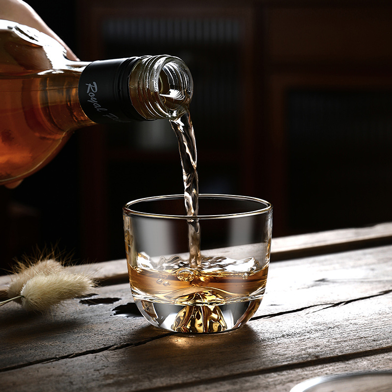 일본 후지산 골드 바닥 유리 찻잔 고급 가정용 소형 찻그릇 맞춤형 쿵푸 차 세트 페어 컵 차 시음 컵