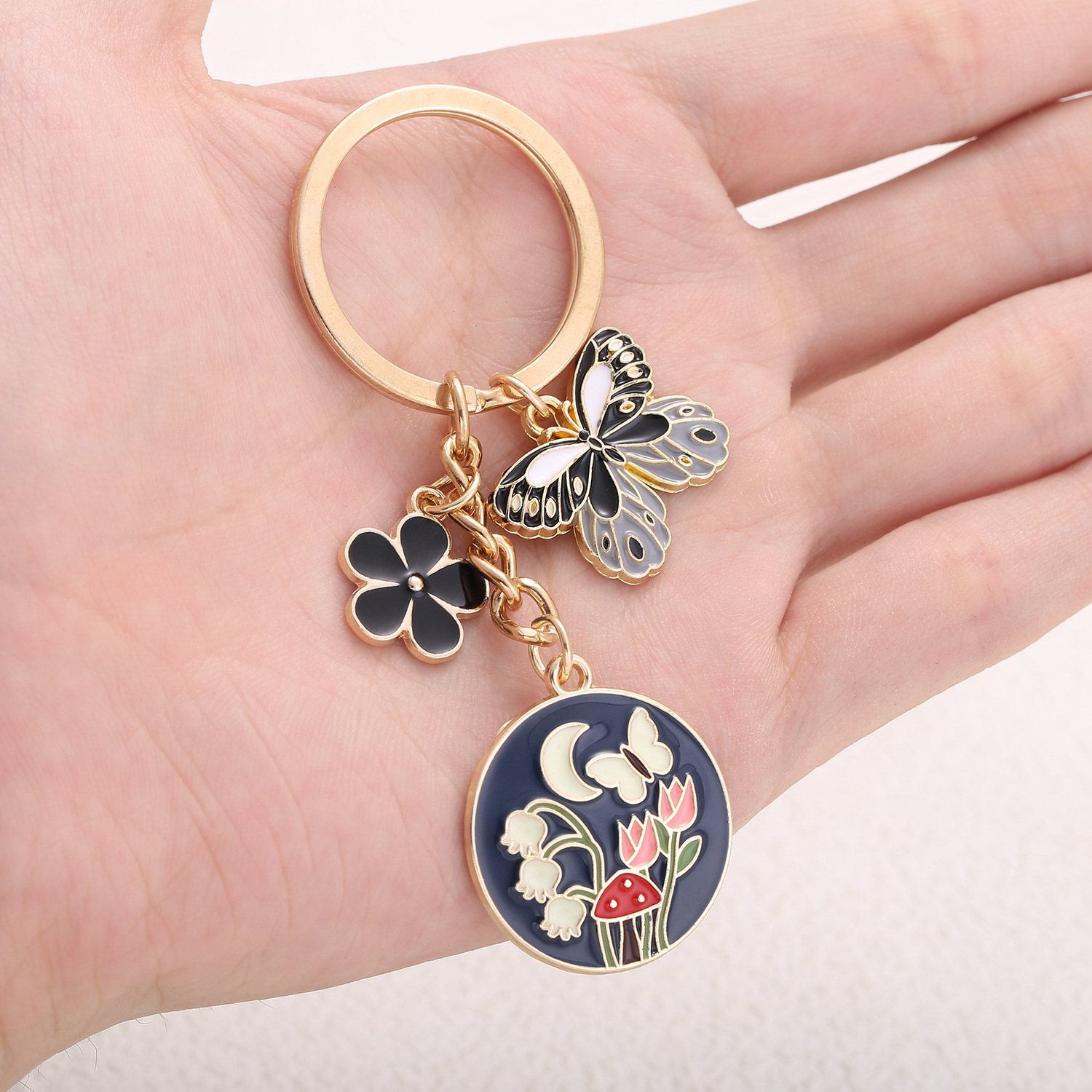 Alloy Material 1 Piece Casual Elegant Butterfly Alloy Enamel Keychain