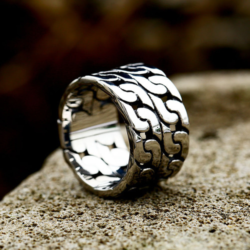 beier不锈钢铸造古巴链男士戒指手饰品 外贸新款时尚钛钢男士指环