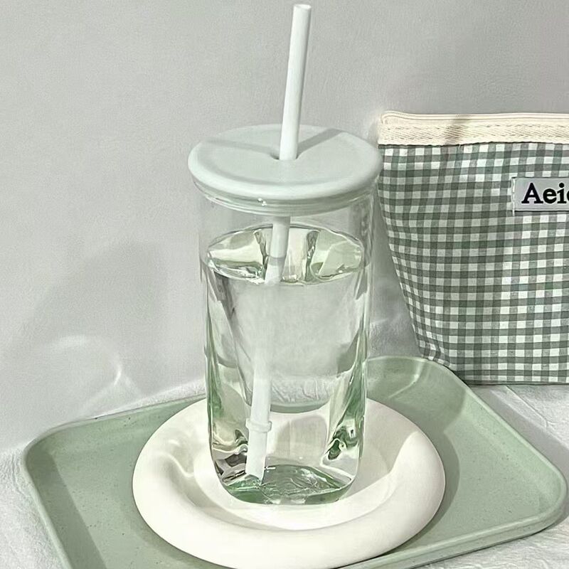 杯子三角玻璃杯吸管高颜值家用网红可爱带盖茶水ins果汁礼物星星|undefined