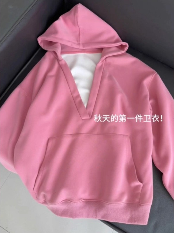 美式慵懒chic巨好看的连帽卫衣女款早秋韩系别致穿搭宽松松弛上衣|undefined