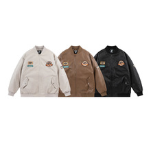 儒孟冬季美式新款潮牌设计感Pu皮棉服男保暖加厚情侣休闲宽松外套