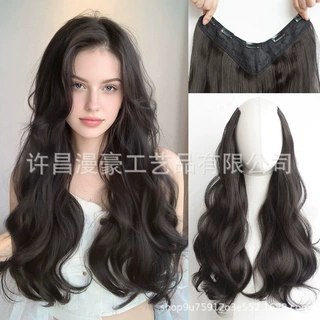 假发片一片式无痕女长卷发大波浪隐形贴片蓬松自然仿真发U型接发