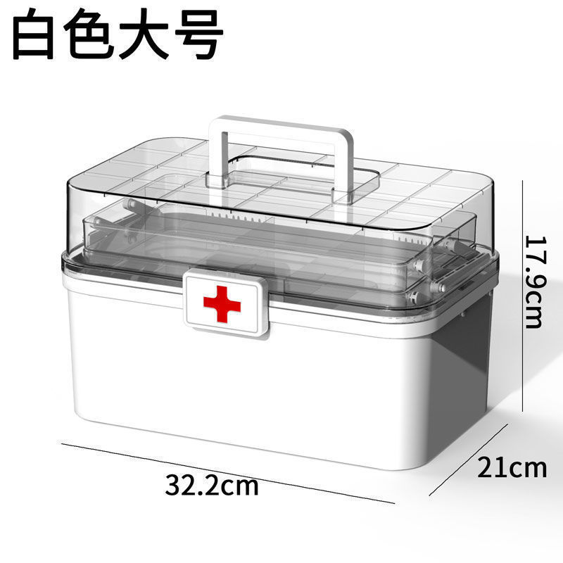 薬箱多層薬箱家庭用大容量フルセット緊急医療薬収納透明|undefined