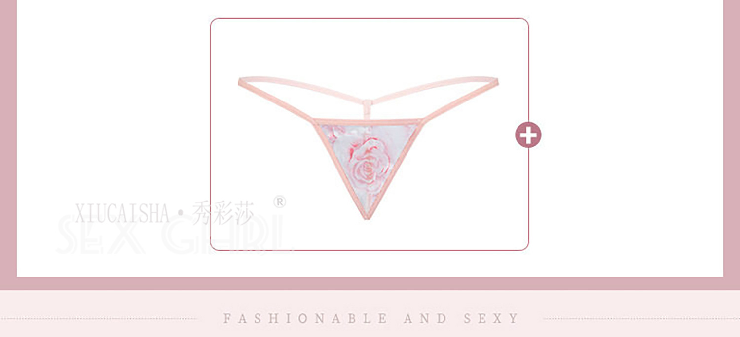 Xiu Cai Sha Deep V Backless Lingerie Set with Floral Nightgown and Cat Ear Headband — detail image 17