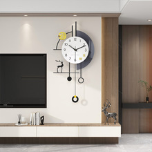 现代新中式钟表挂钟客厅家用静音装饰时尚餐厅创意时钟挂墙高级感