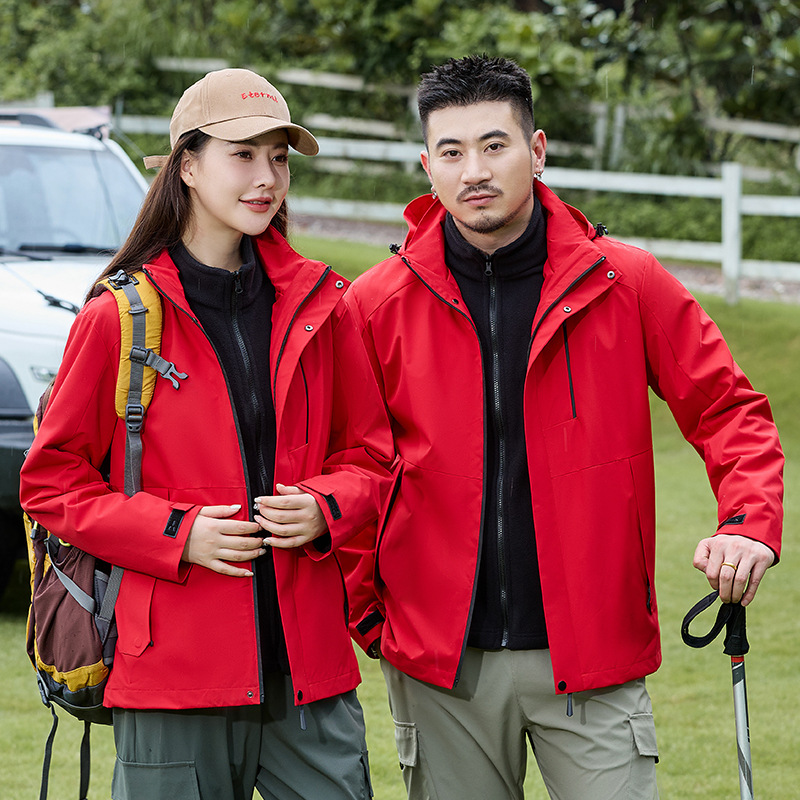 Jacket Outdoor Mountaineering Suit Three-In-One 0.05kg Piece Waterproof Jacket Removable Liner Jacket Group Suit Wholesale