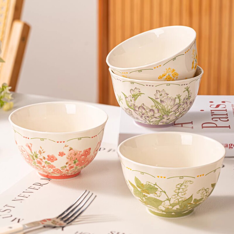 Underglaze Colored Bowls, Plates, and Chopsticks Full Set Tableware Rice Bowls Plates Soup Bowls Housewarming Gift Bowl Set for Home Use Underglaze Colored Bowls, Plates, and Chopsticks Full Set Tableware Rice Bowls Plates Soup Bowls Housewarming Gift Bowl Set for Home Use