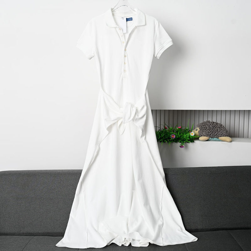 Siqi Women's Clothing 265/11 American Style Polo Collar Single-Breasted A-Line Dress Slimming and Elegant Dress for Women