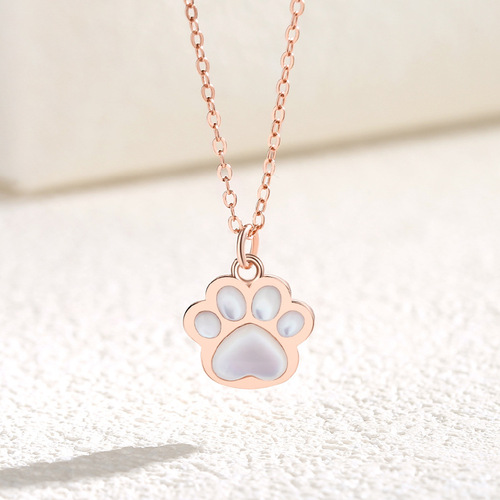 Internet celebrity love cat claw necklace sterling silver niche design cute bestie pendant clavicle chain girly style