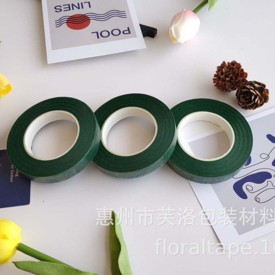 Ventas Directas de fábrica pegajosa cinta verde cinta floral al por mayor 27 m cinta verde cinta polo de la flor DIY flor artificial