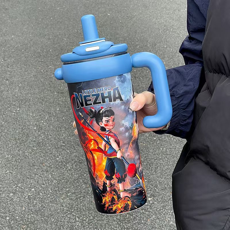 クレヨンしんちゃん魔法瓶カップ大容量車載セラミックコーヒーアロングアイスカップ男の子と子供用ストローカップ|undefined