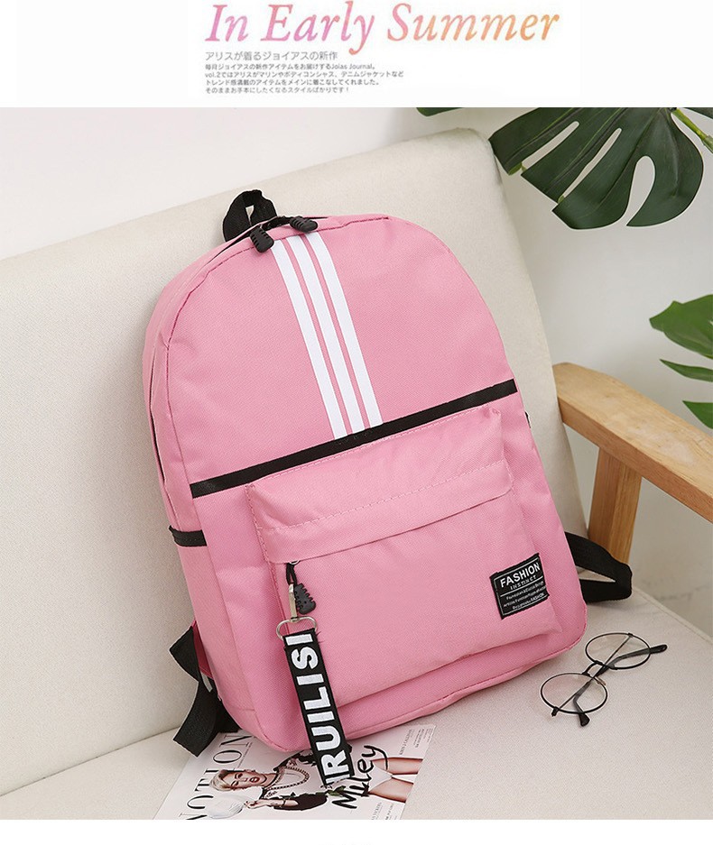 Nueva lona de tres barras mochila de moda coreana mochila de escuela secundaria mochila de viaje para hombres y mujeres mochila de escuela secundaria
