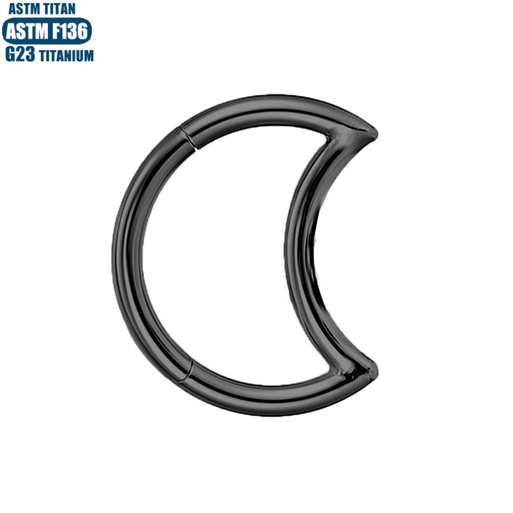 F136 Titanium Alloy Seamless Moon Nose Ring with CZ - Diamond Earring Tragus Septum Piercing Jewelry detail image 10