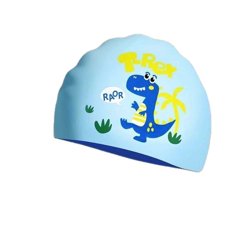 Gorro de baño de dibujos animados de silicona para niños, cabello largo para niñas, protección para los oídos impermeable, sin estrangulamiento, lindo gorro de natación, equipo de natación