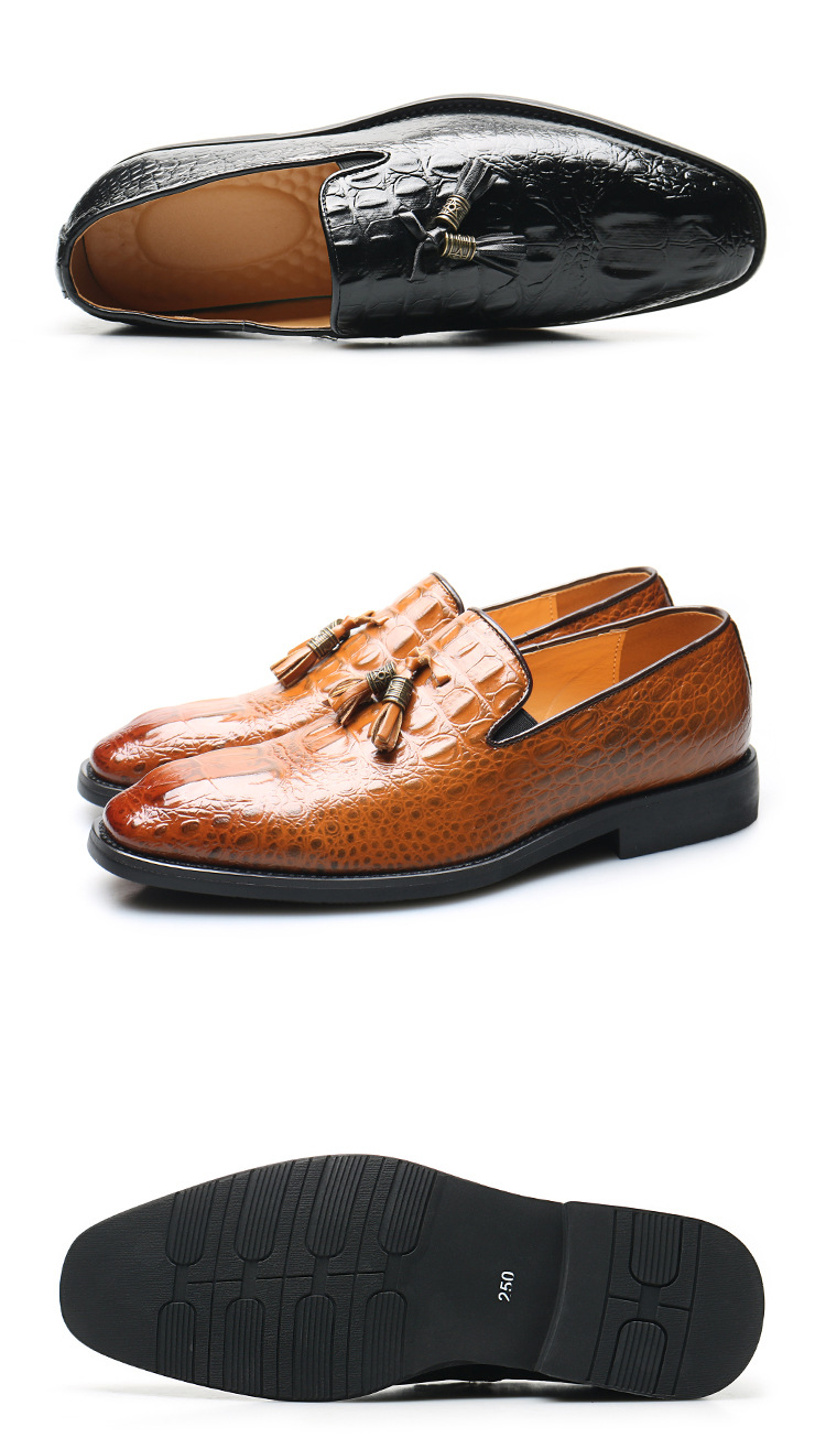 Men's slip-on loafers new business leather shoes with fringe shoes_vogvips.com