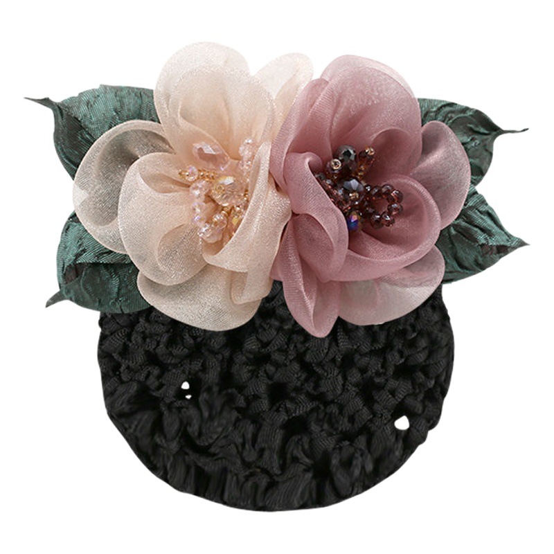 Flor de cabeza Mujer Retro Banco Hotel Professional Flor Red para el cabello Enfermera Red para el cabello Bolsillo para el cabello Anillo para el cabello en la parte posterior de la cabeza Accesorios para el cabello