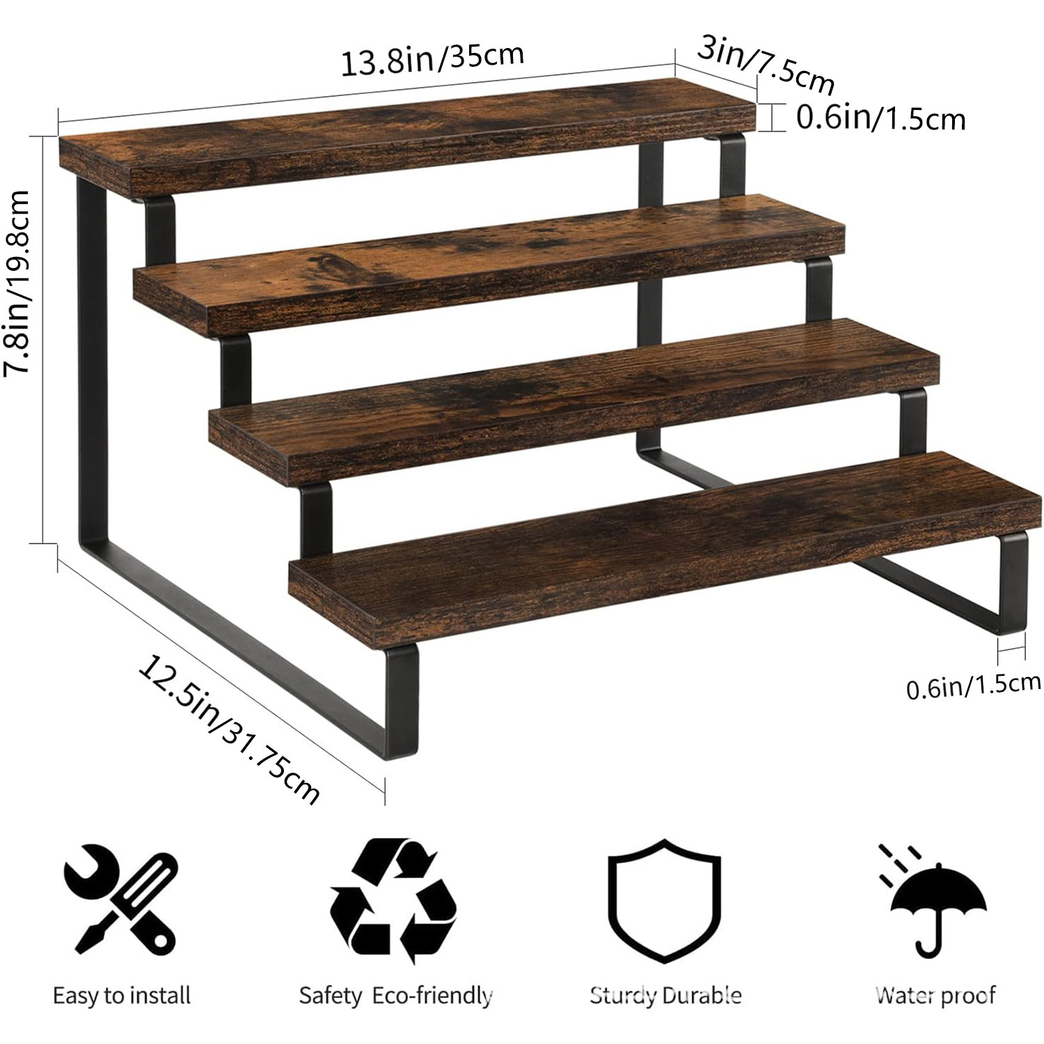 Soporte de exhibición de madera de venta caliente de Amazon Soporte de mesa de múltiples gabinetes de cocina Soporte de almacenamiento de especias Soporte de exhibición de encimera en capas