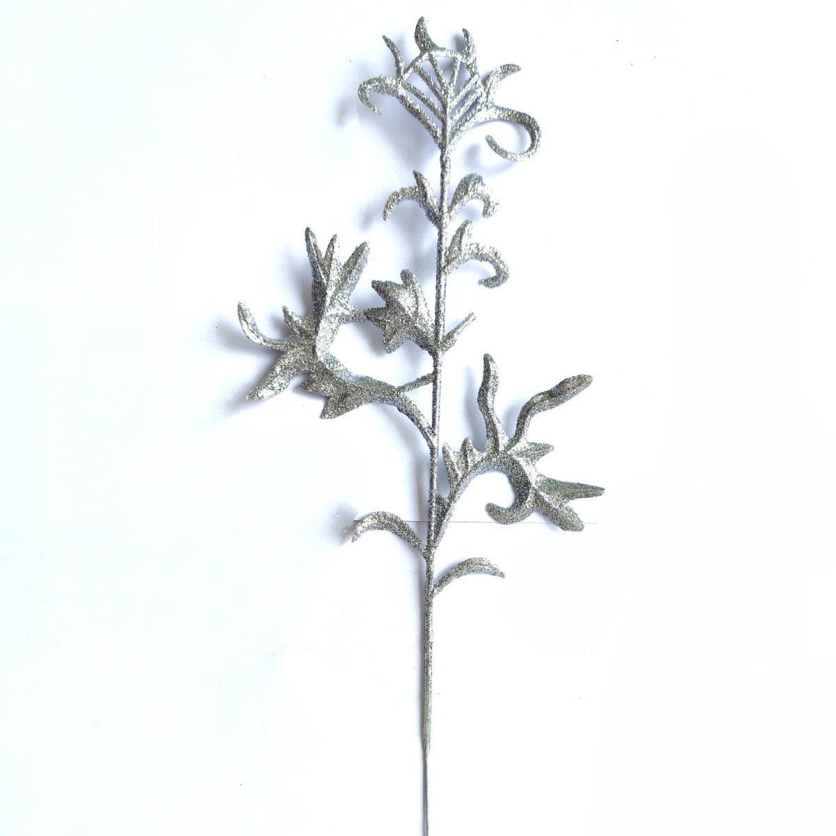 Nueva imitación de hojas de Navidad 32cm de polvo de oro de corno de ciervo decoración de plástico árbol de Navidad hojas de polvo de oro