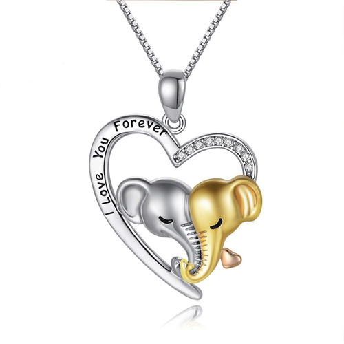 Wholesale Fashionable European & American Summer Clavicle Chain Pendant Necklace for Women—Mother's Day Heart-Shaped Elephant Jewelry Accessories
