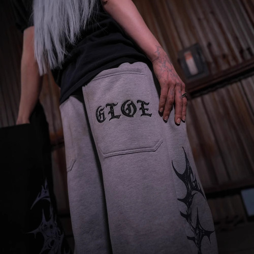 Elastic waistband elasticated pants with print patterns, casual long pants, high street hip-hop rap streetwear Y2K