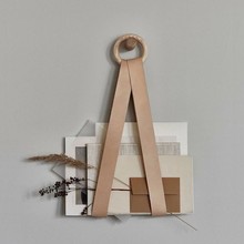 时尚简约墙壁装饰墙挂皮革 墙上杂志架储存挂绳 客厅书房创意艺术