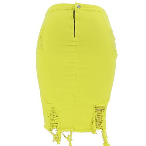 European and French Style E-commerce Spring and Summer Sexy Denim Holes Solid Color Bodycon Dresses for Women