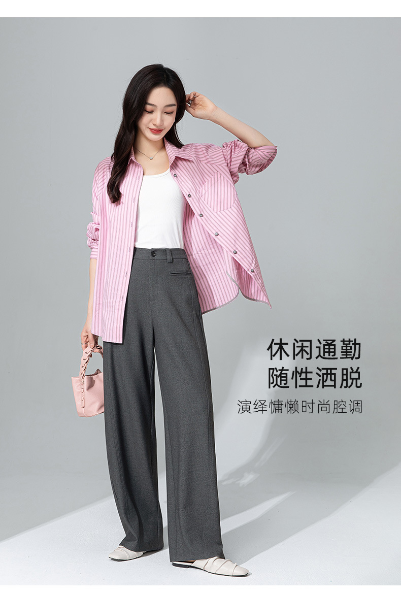 Quần tây nữ ống rộng dáng thẳng chất liệu acetate Tencel — màu xám chi tiết 22