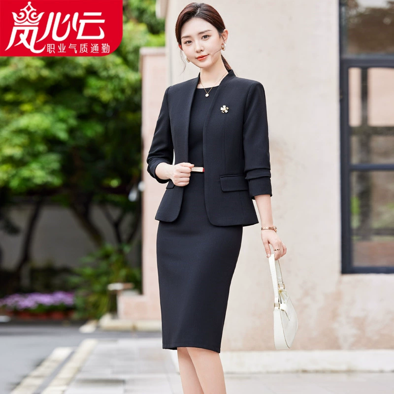 Рабочая рабочая одежда без воротника пиджак женская новая стройная пряжка