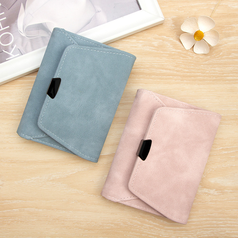 New Women's Short Wallet Retro Suede Niche High-Value Small 70% off Coin Purse Card Holder Thin Wallet