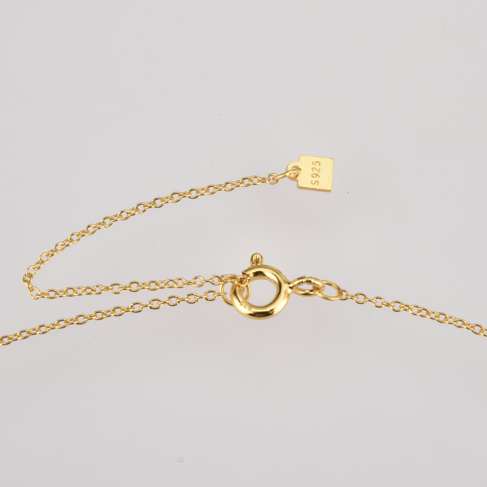 Daily Occasion 925 Sterling Silver Material 925 Sterling Silver Zircon Cable Chain Plating Inlay Square Necklace