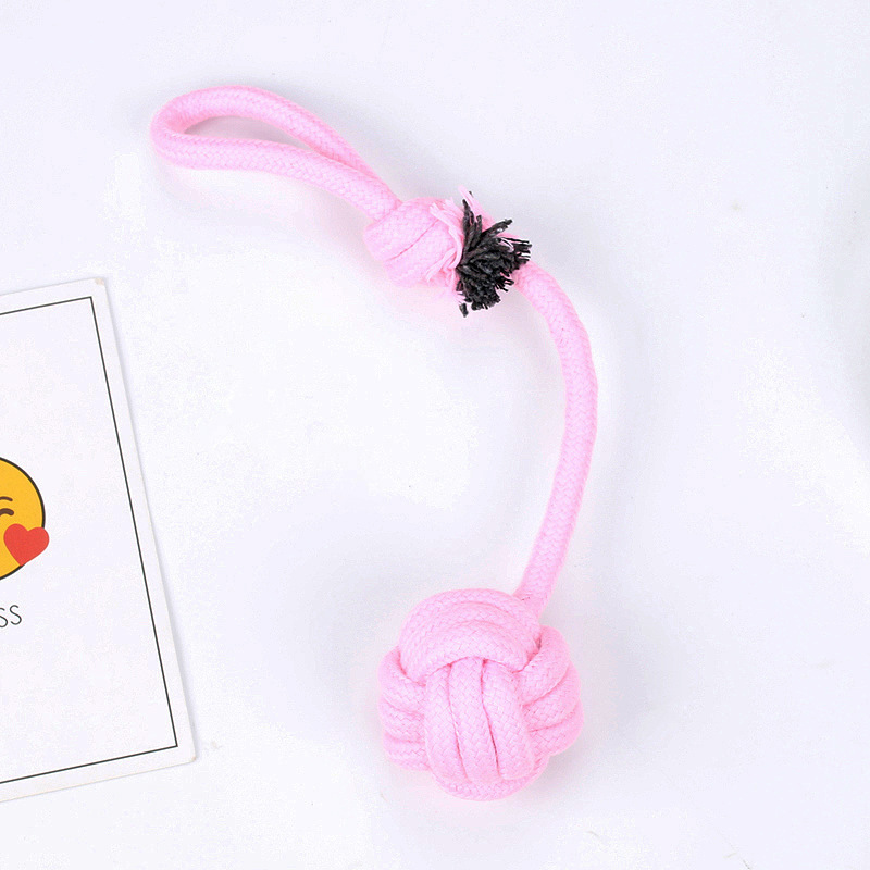 Suministros populares de juguetes para mascotas japoneses y coreanos, juego de juguetes duraderos para perros resistentes a las mordidas, juguete de pelota con nudo de cuerda para cachorros.