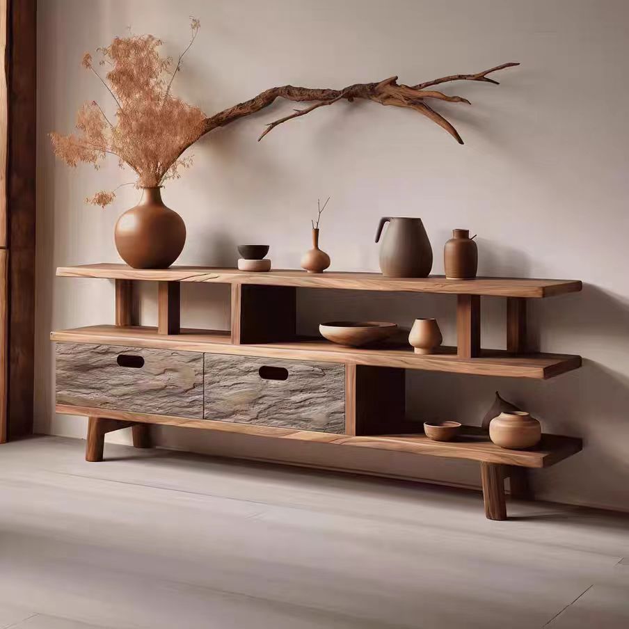 Old Elm Tv Cabinet Wabi-Sabi Style Solid Wood Living Room Storage Locker B&B Hotel Furniture Antique Style Tv Cabinet