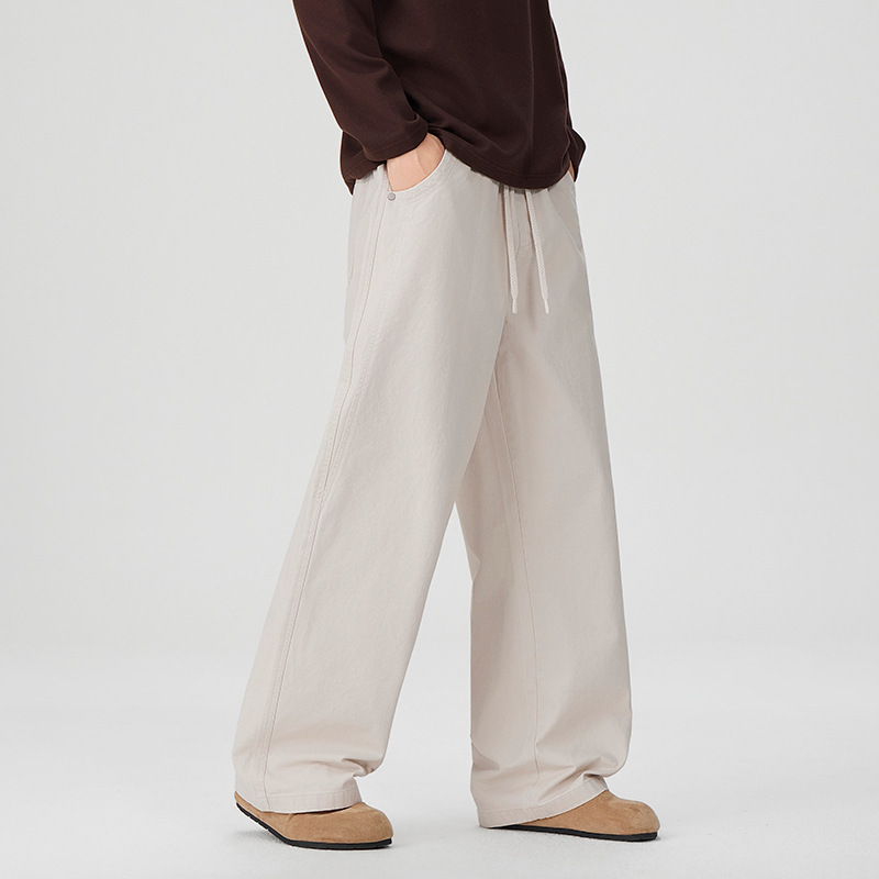 Men's pure cotton American-style work pants, off-white, 2026 new autumn model, straight-leg, loose, casual, trendy long pants Men's pure cotton American-style work pants, off-white, 2026 new autumn model, straight-leg, loose, casual, trendy long pants