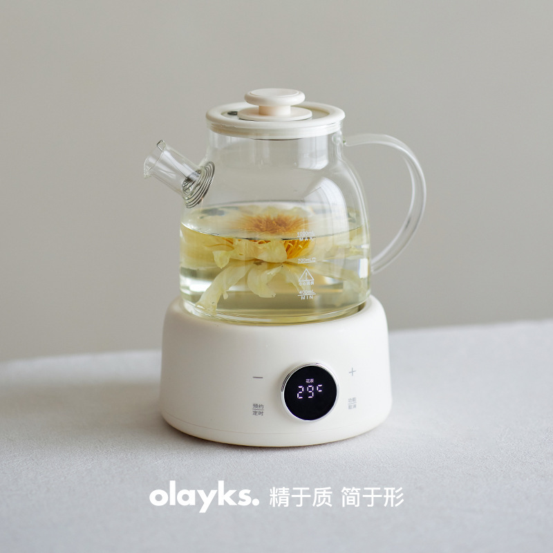 Olayks立時欧克養生壺家庭用多機能ミニ茶全ガラス恒温煮茶湯たんぽ|undefined